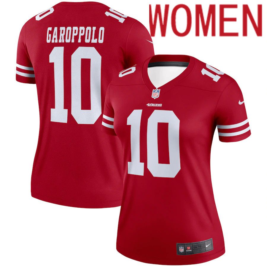 Women San Francisco 49ers #10 Jimmy Garoppolo Nike Scarlet Legend NFL Jersey->women nfl jersey->Women Jersey